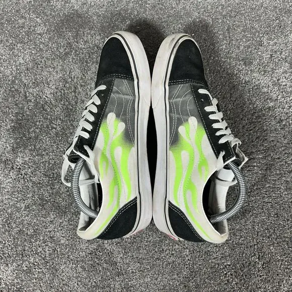 Vans Old Skool Flames Mens Size 9.5 Black White Green Athletic Skate Shoes Used - Picture 8 of 12